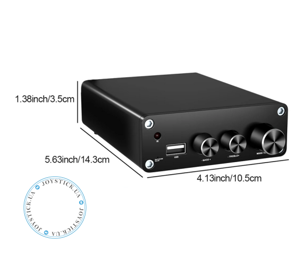 Підсилювач двоканальний Hi-Fi AUDIO 100x2 Вт на базі TPA3116D2 - підтримка Bluetooth USB та пульта керування Колір Чорний